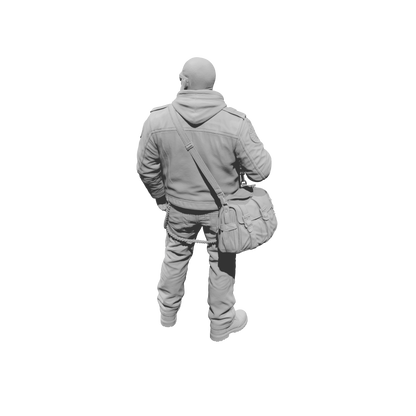 MM2269 Outlaw Biker Crew-4 Bald Man with Shoulder Bag