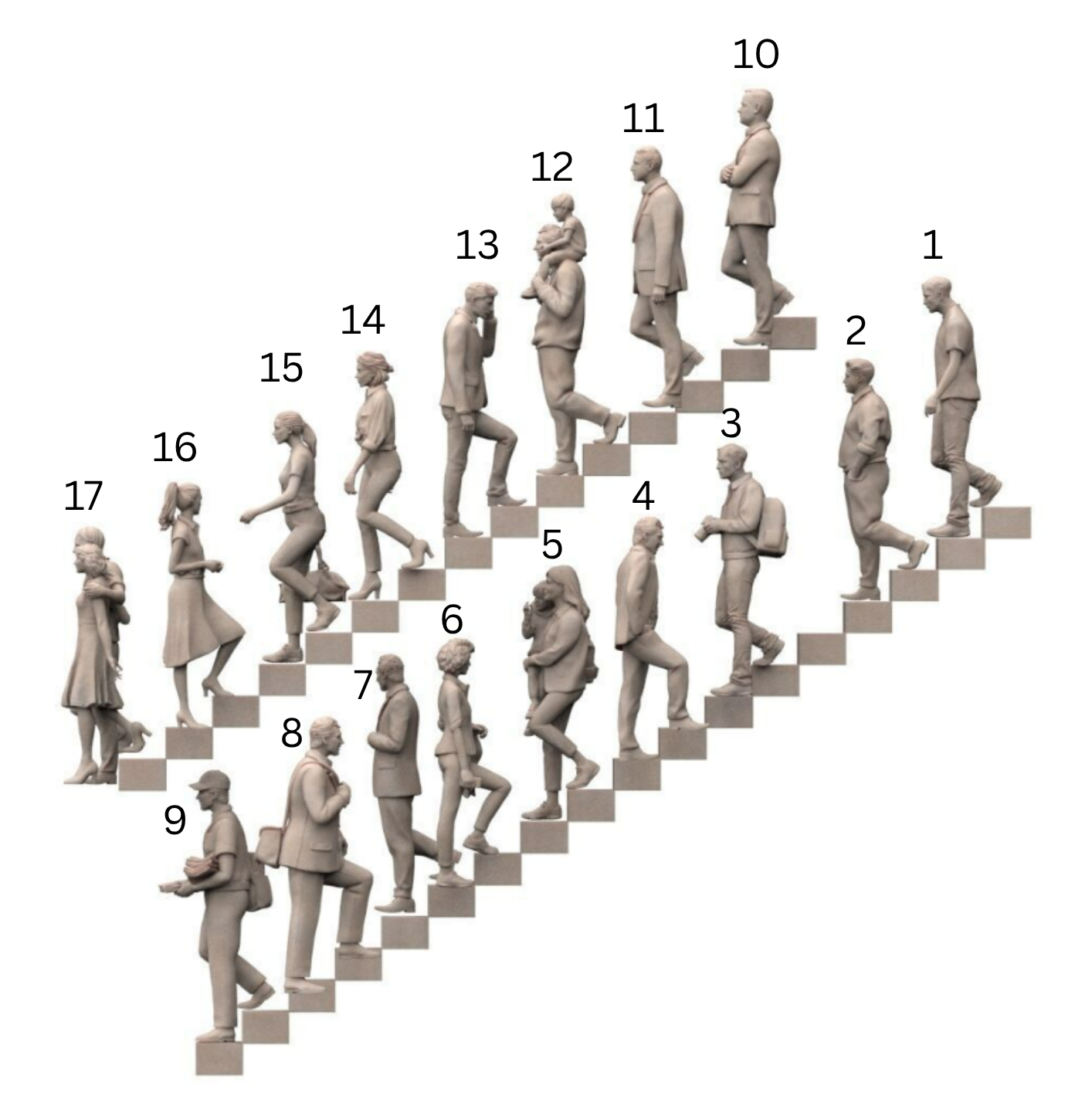 MM4450 Everyday people on stairs
