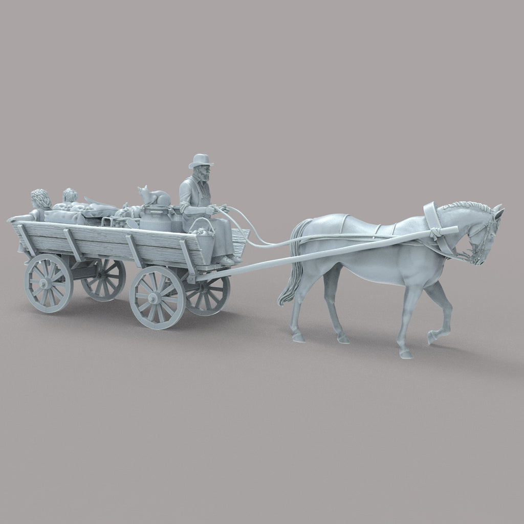 MM479 Horse and Farm Cart With Farmer