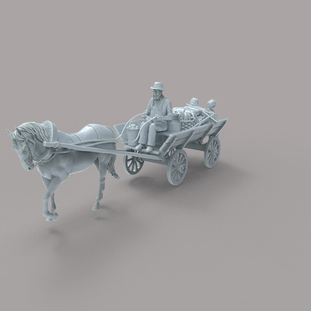 MM479 Horse and Farm Cart With Farmer