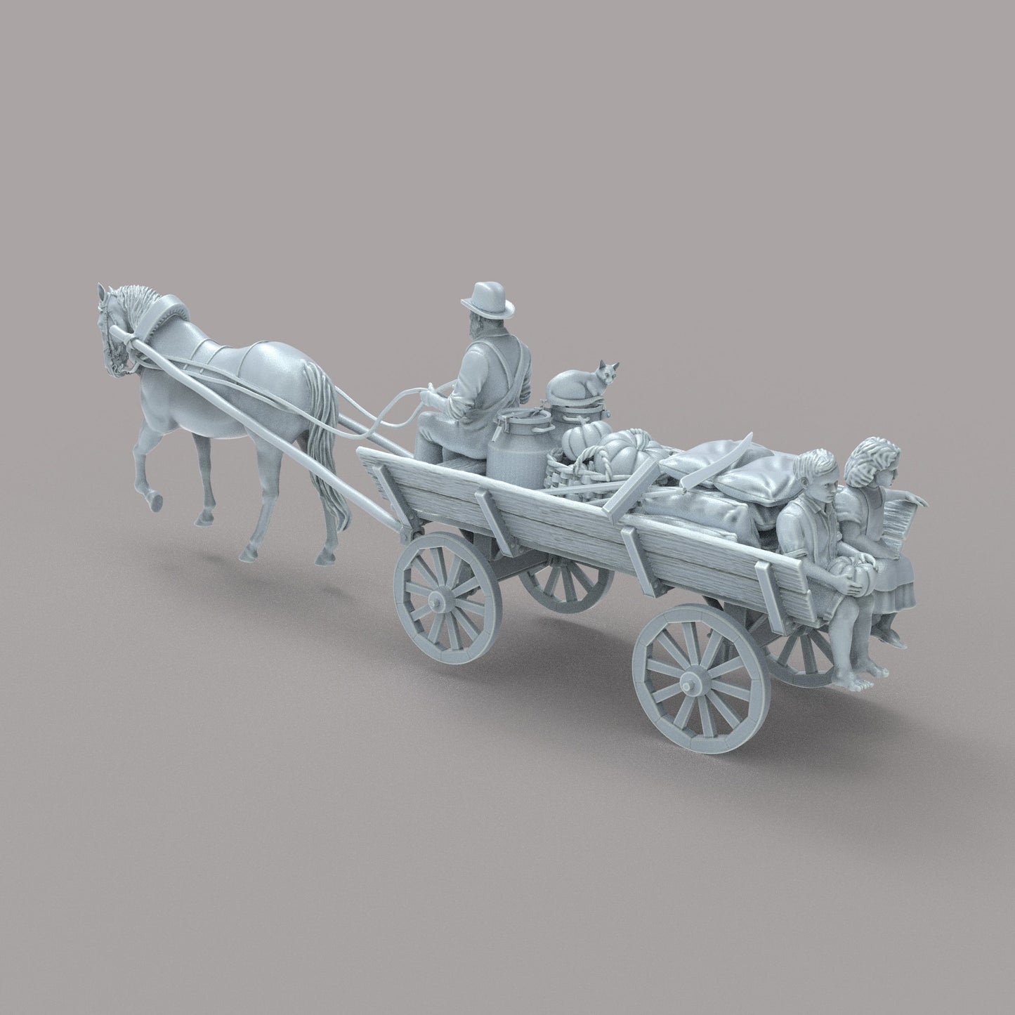 MM479 Horse and Farm Cart With Farmer