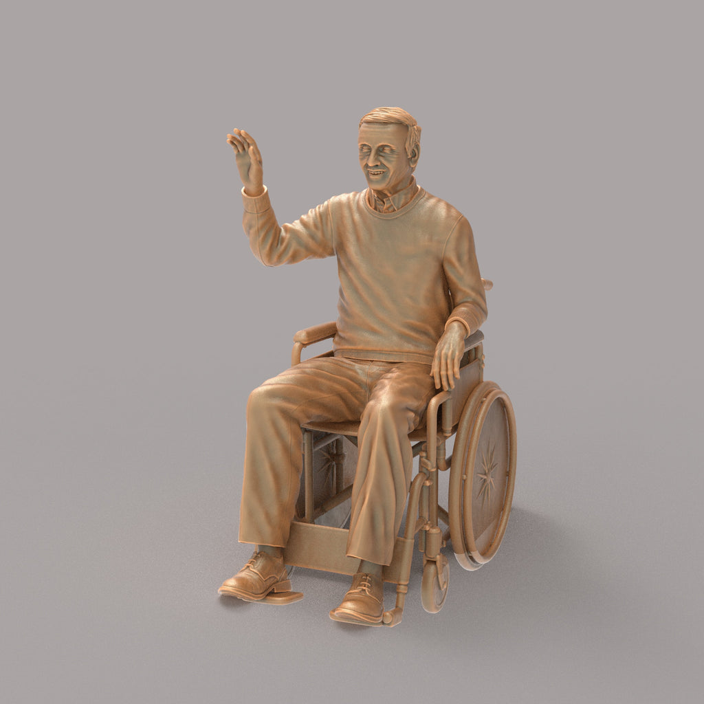 MM2138 Man Waving Sitting in Wheel Chair