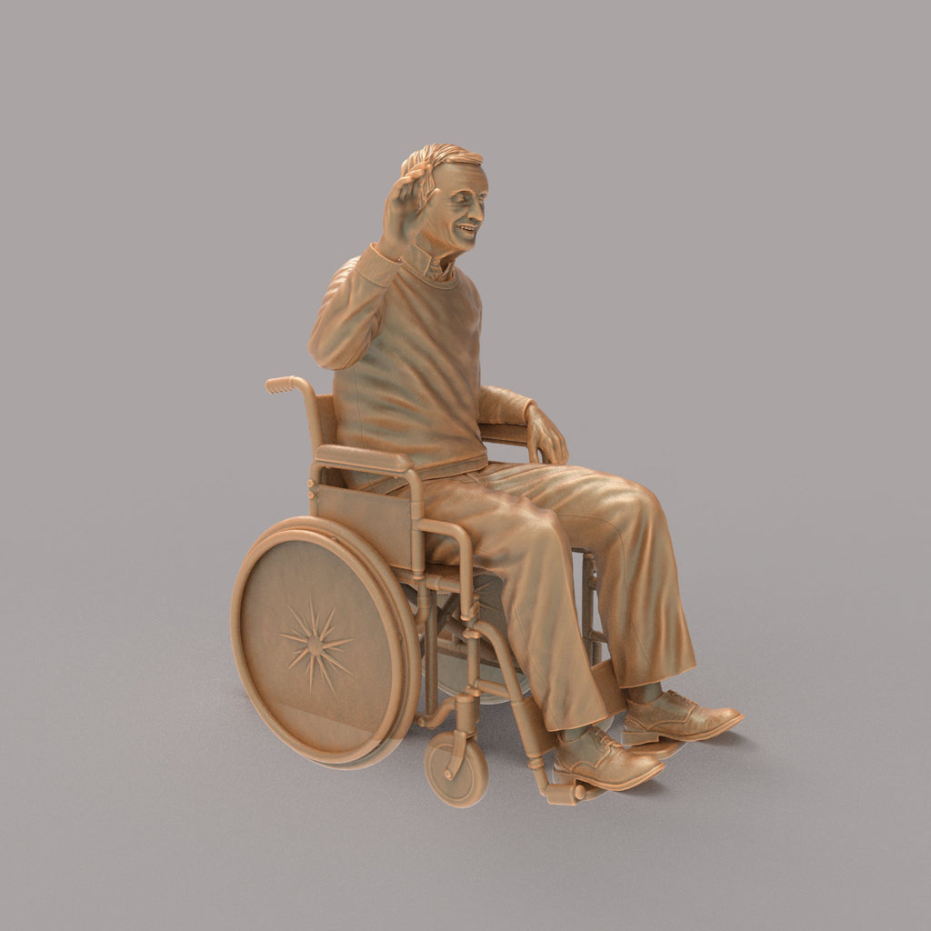 MM2138 Man Waving Sitting in Wheel Chair