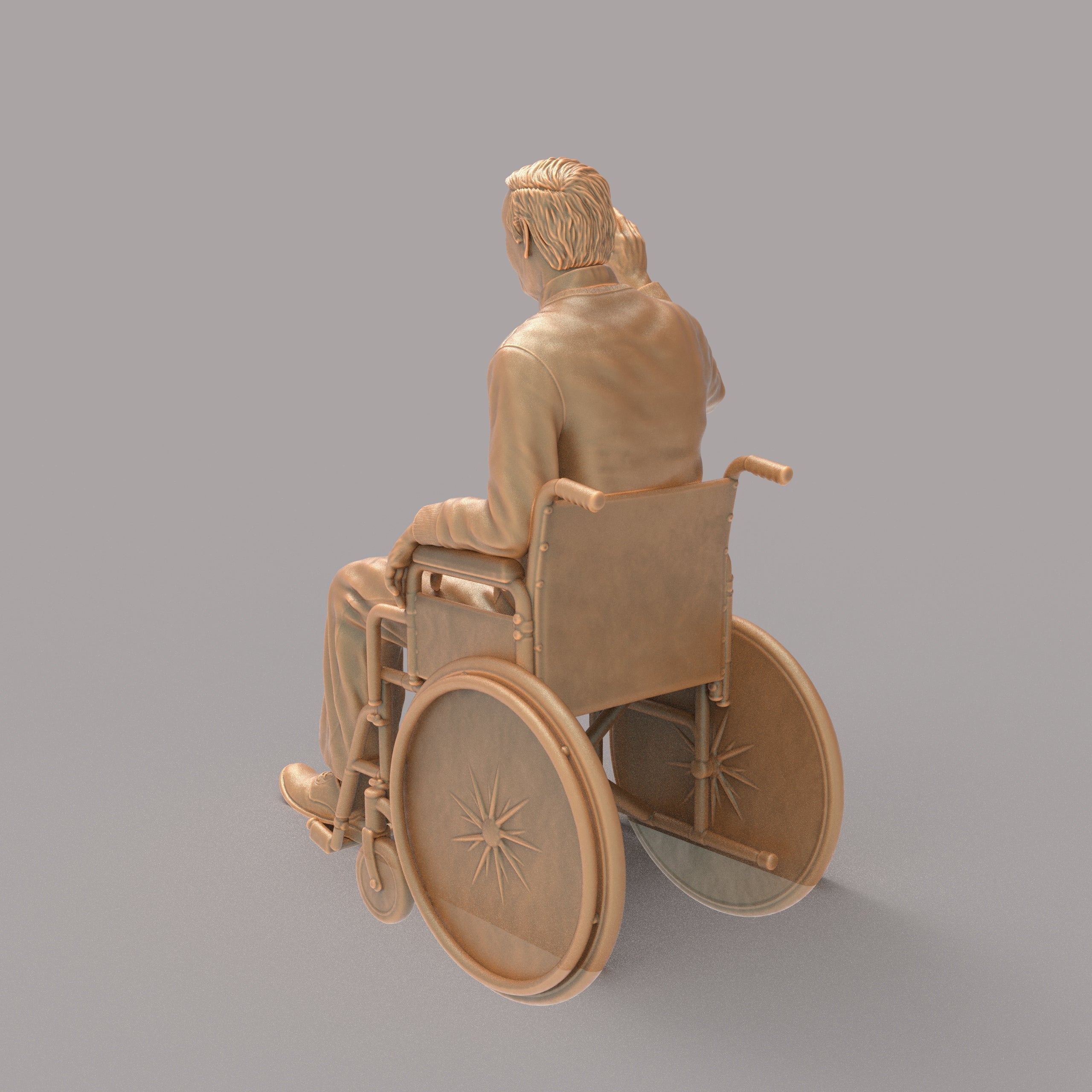 MM2138 Man Waving Sitting in Wheel Chair