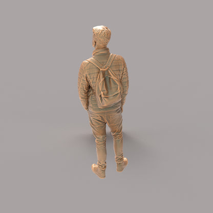 MM506 Young Smart Male Teenager In Jacket and Backpack