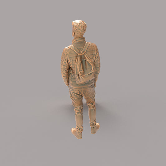 MM506 Young Smart Male Teenager In Jacket and Backpack