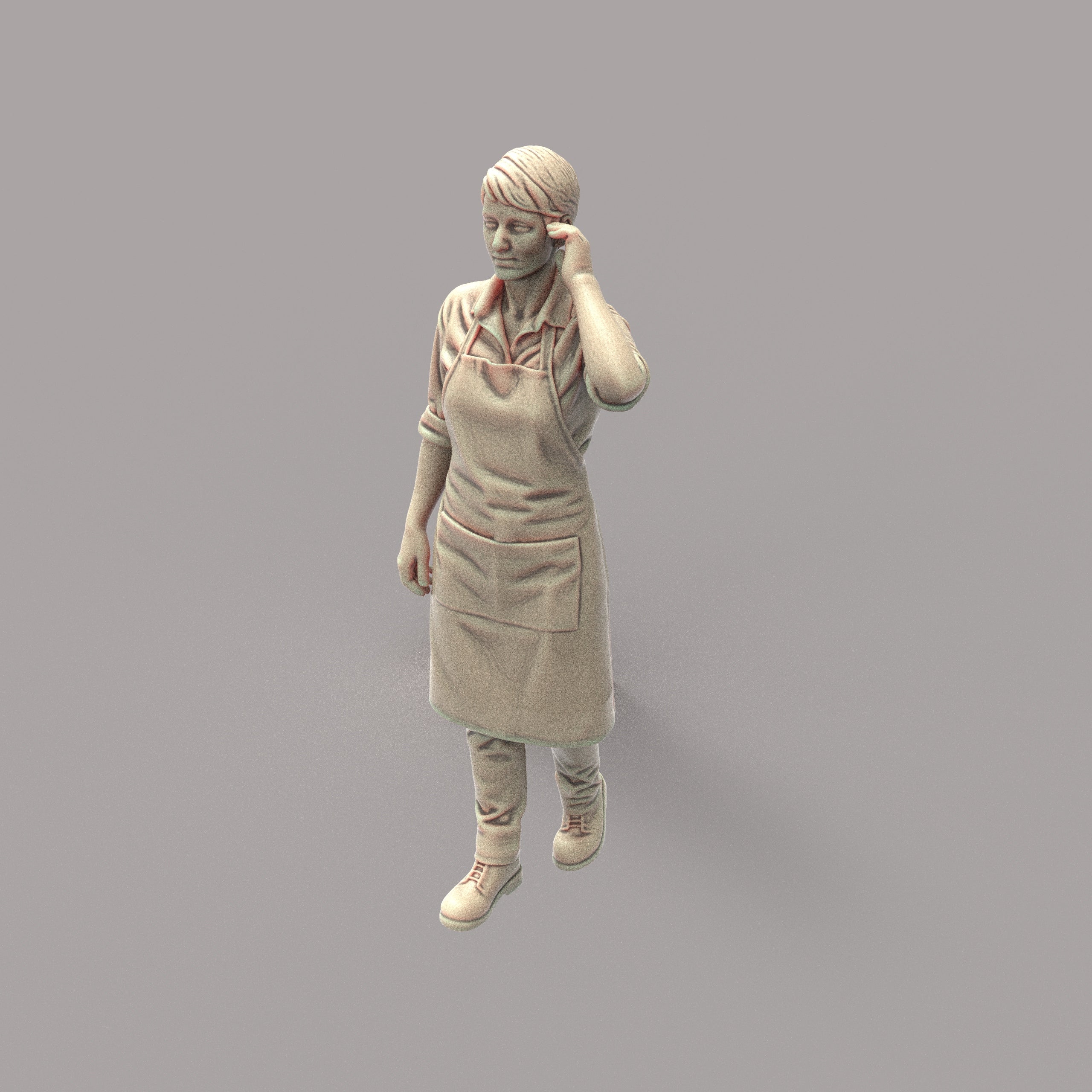 MM4174 Female in Apron Hand on Ear