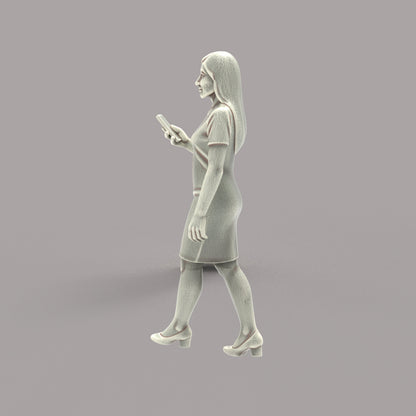MM4182 Female with Mobile Phone Walking