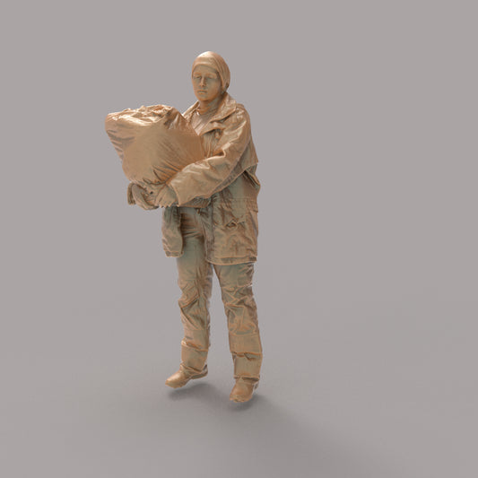 MM1401 Female carrying Rubbish bag