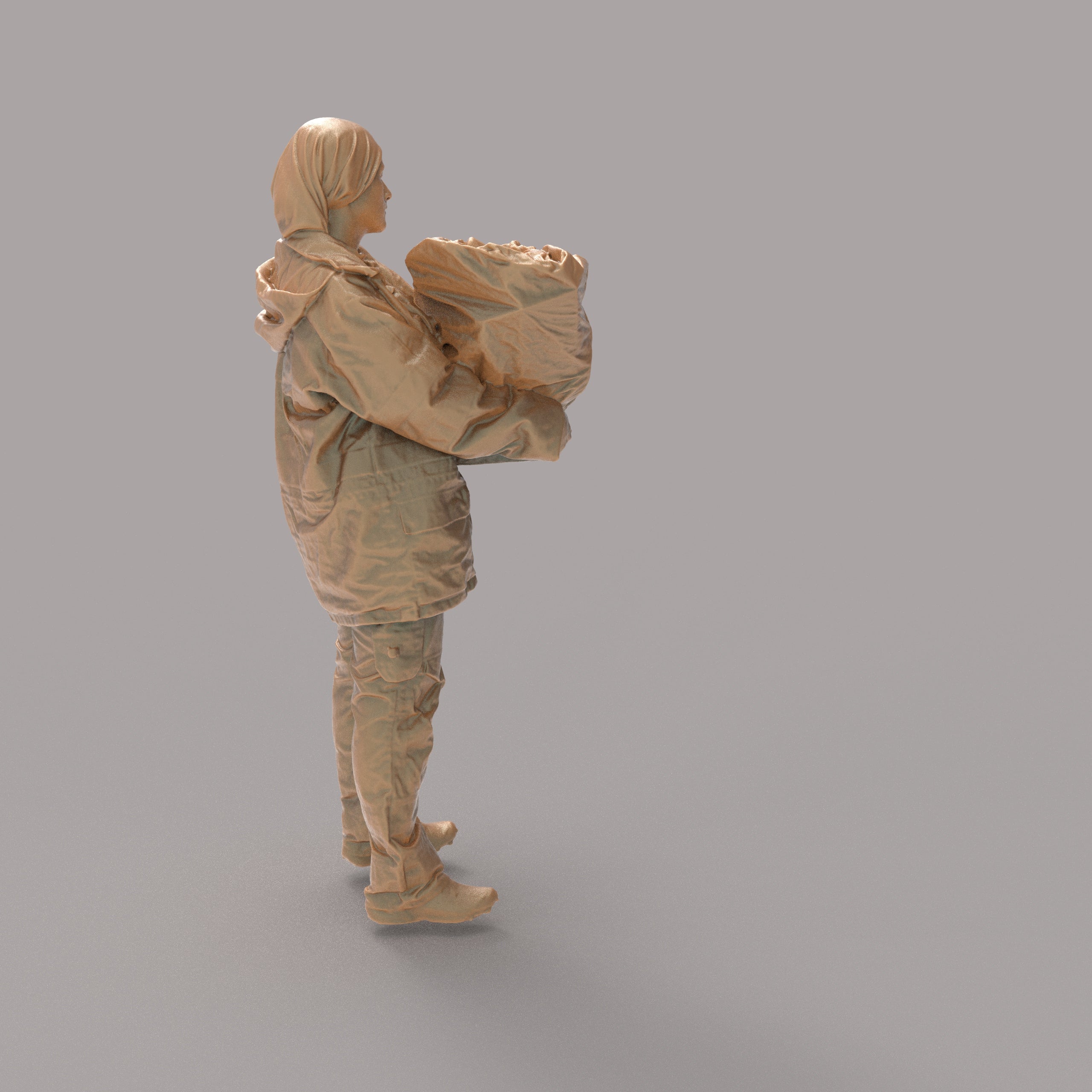 MM1401 Female carrying Rubbish bag