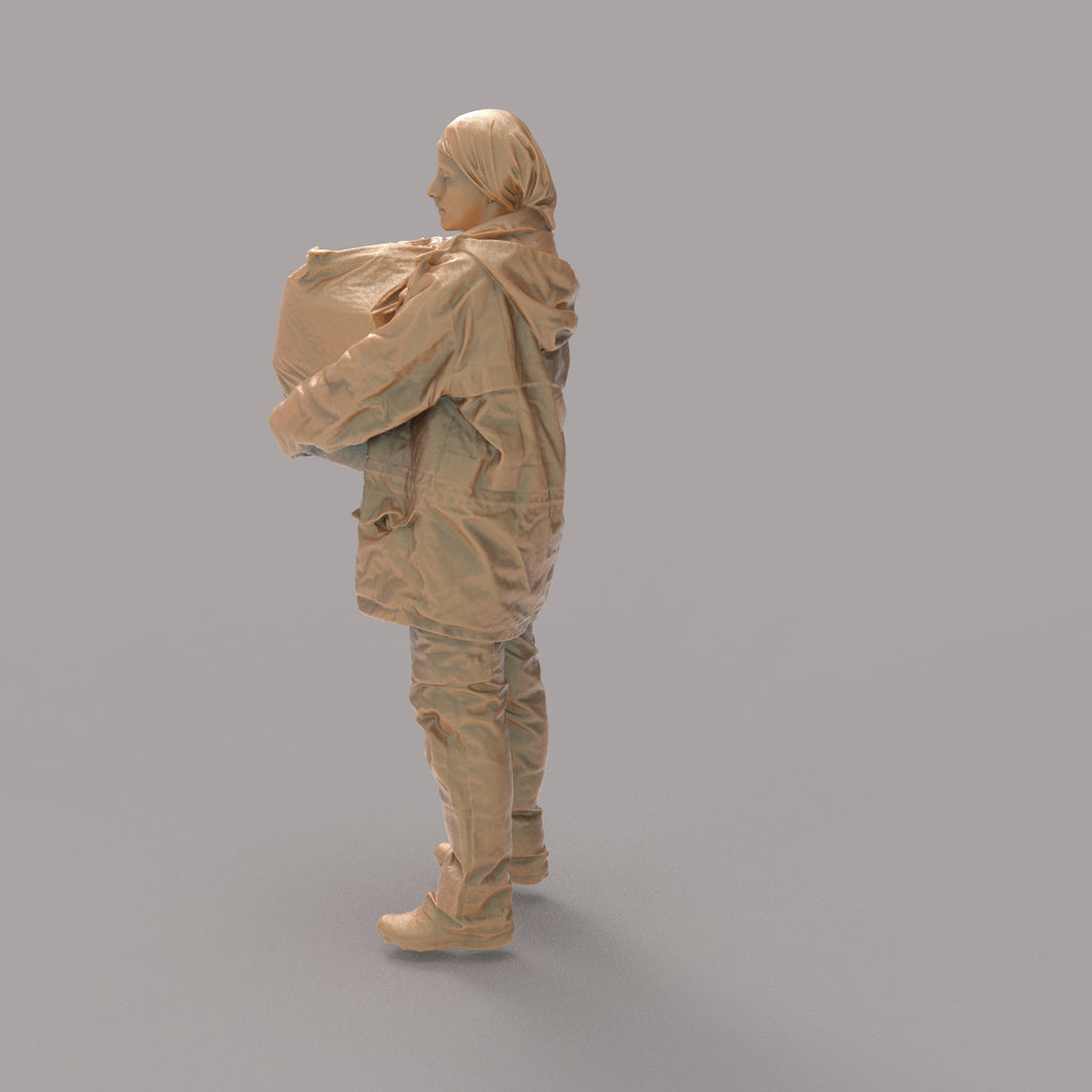 MM1401 Female carrying Rubbish bag