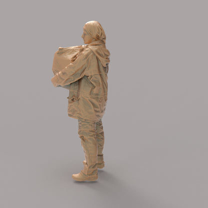 MM1401 Female carrying Rubbish bag