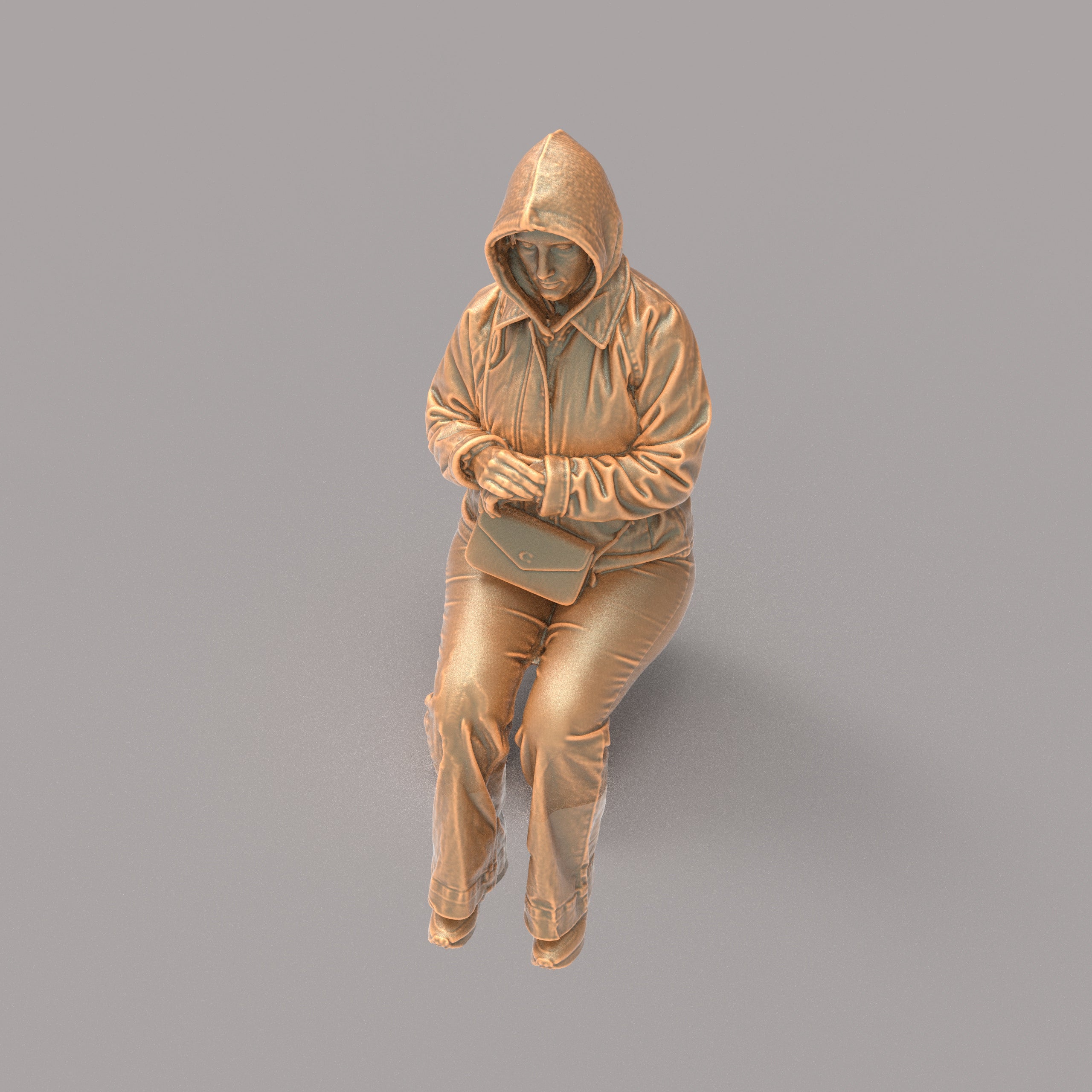 MM4163 Girl sitting in winter jacket