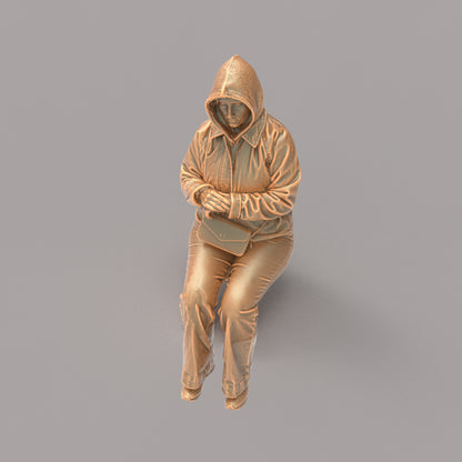 MM4163 Girl sitting in winter jacket
