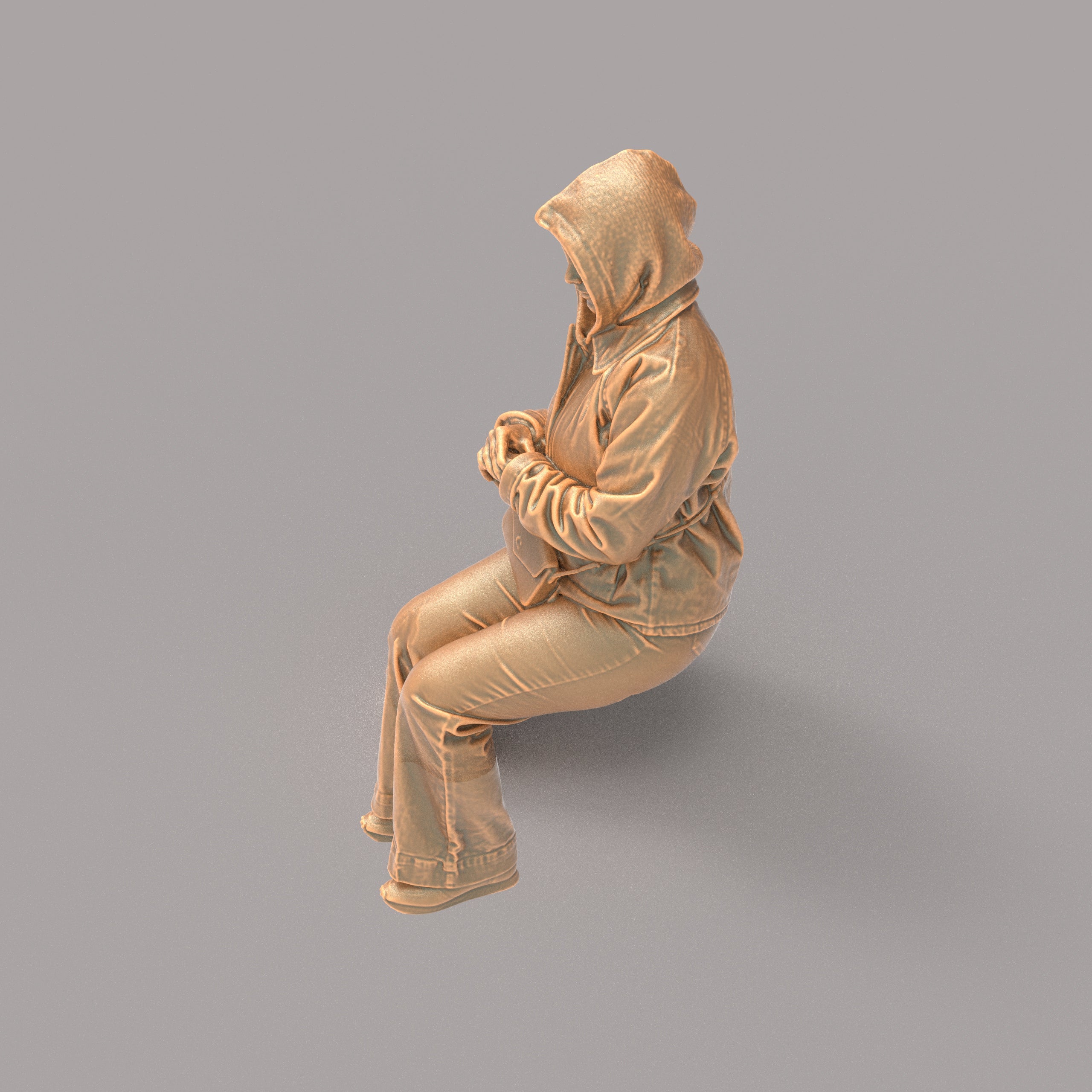 MM4163 Girl sitting in winter jacket