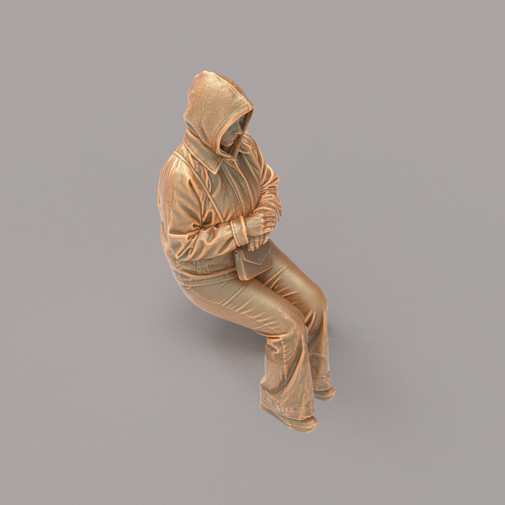 MM4163 Girl sitting in winter jacket