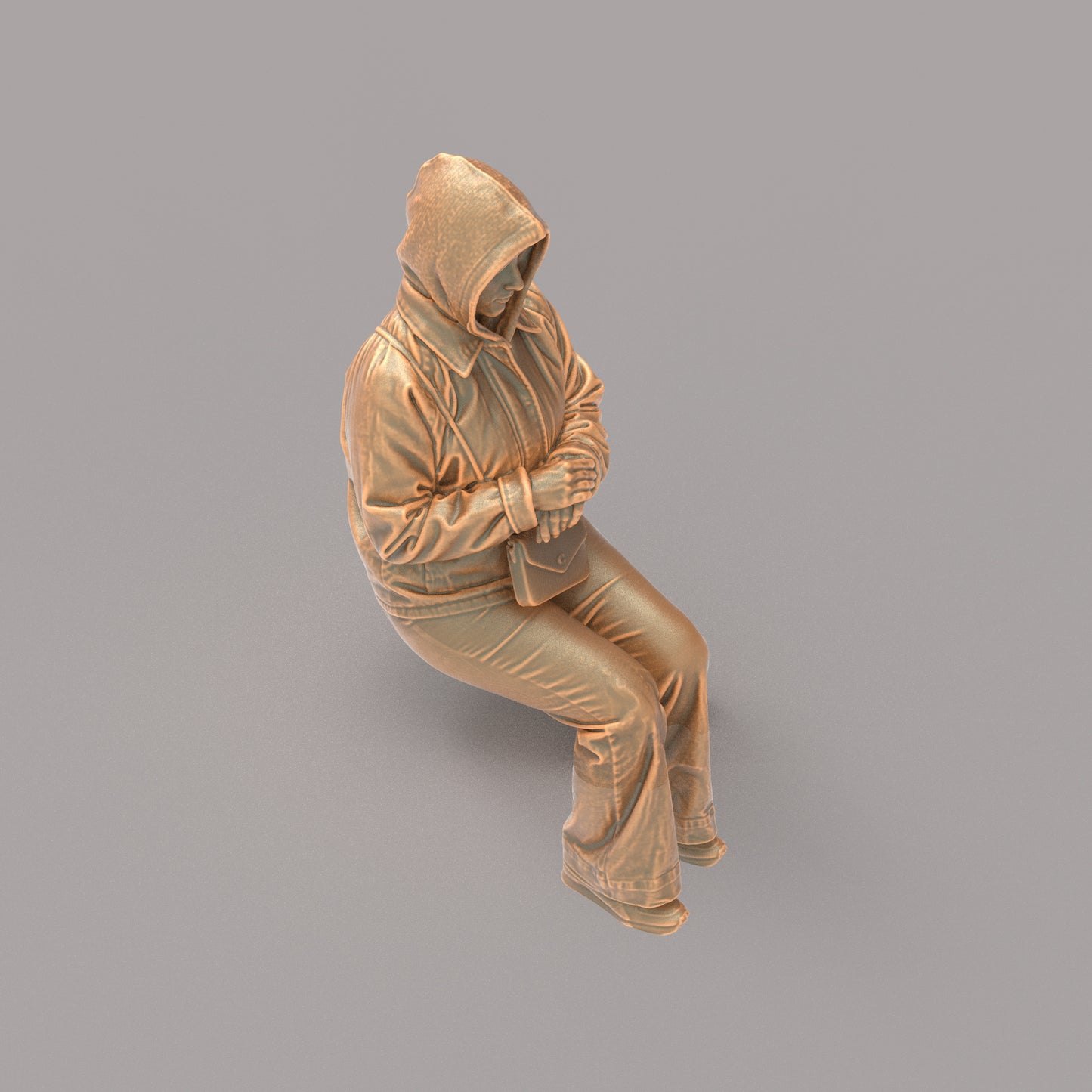 MM4163 Girl sitting in winter jacket