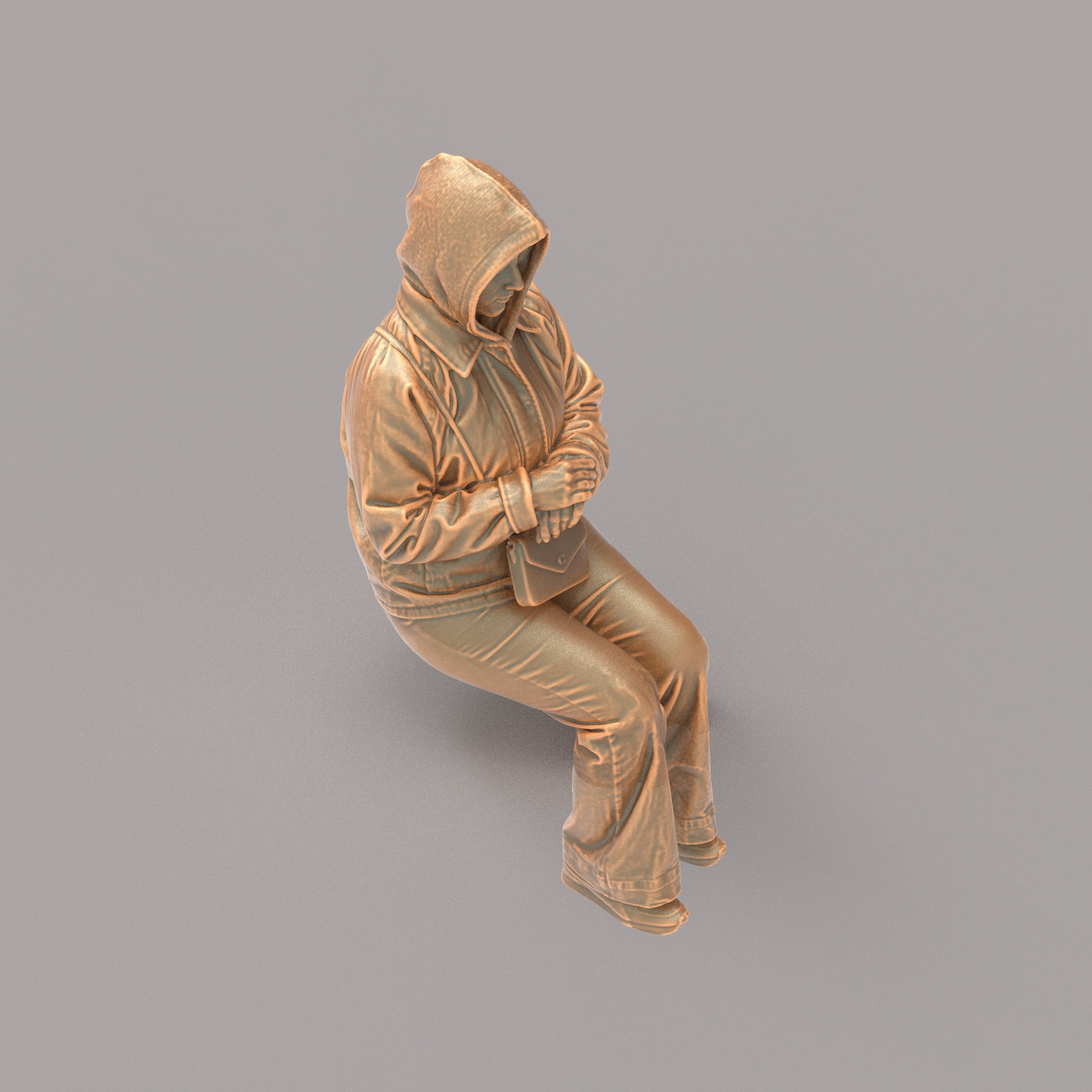 MM4163 Girl sitting in winter jacket