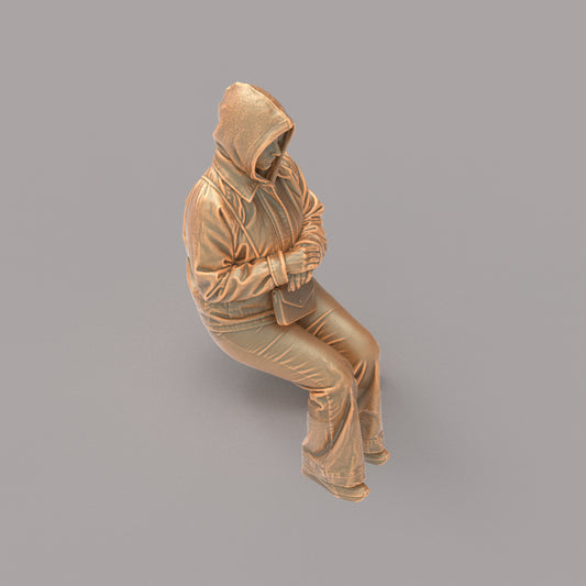 MM4163 Girl sitting in winter jacket