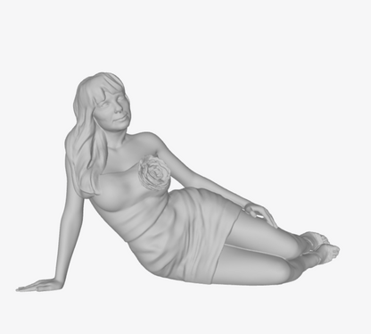 MM138 Young Girl Sitting on Floor in Short Dress