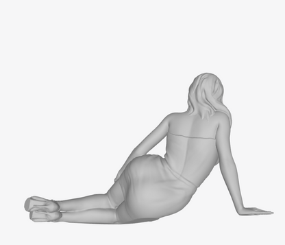 MM138 Young Girl Sitting on Floor in Short Dress