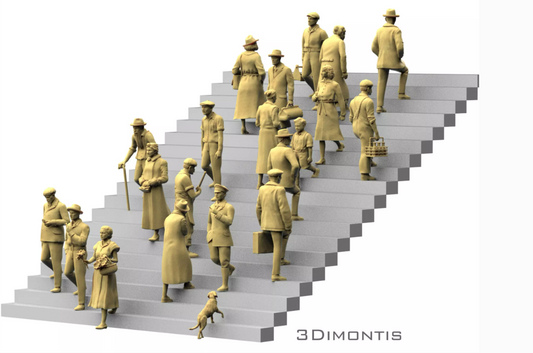MM4451 Retro people on stairs
