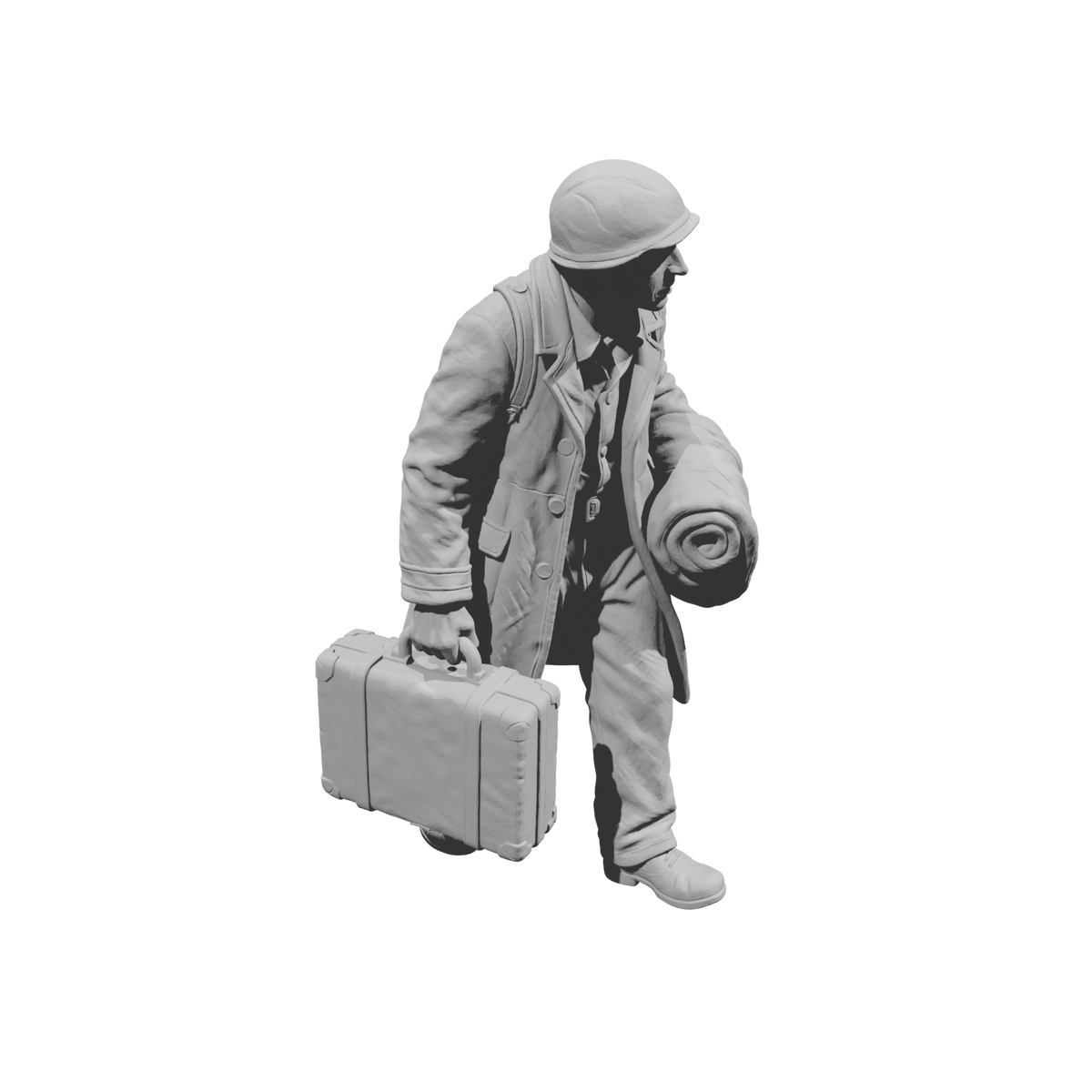 MM2254 WW2 France 1940s Refugees-1 Man with Suitcase and Blanket