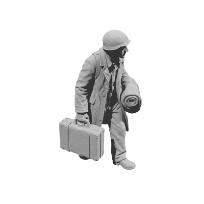 MM2254 WW2 France 1940s Refugees-1 Man with Suitcase and Blanket
