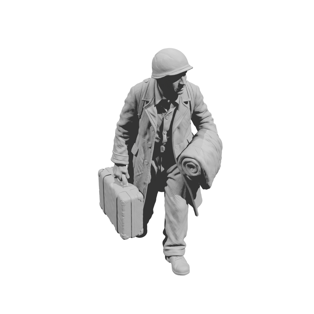 MM2254 WW2 France 1940s Refugees-1 Man with Suitcase and Blanket