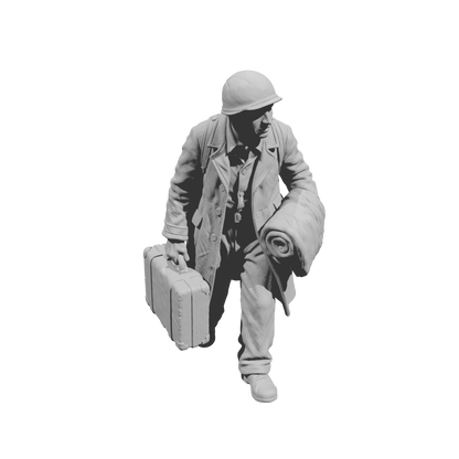 MM2254 WW2 France 1940s Refugees-1 Man with Suitcase and Blanket