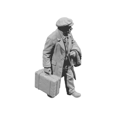 MM2264 WW2 France 1940s Refugees-11 Man with Suitcase and Coat