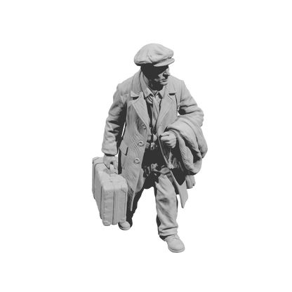 MM2264 WW2 France 1940s Refugees-11 Man with Suitcase and Coat