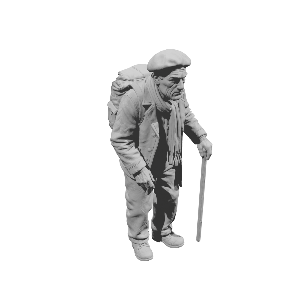 MM2265 WW2 France 1940s Refugees-12 Man with Pack and Cane