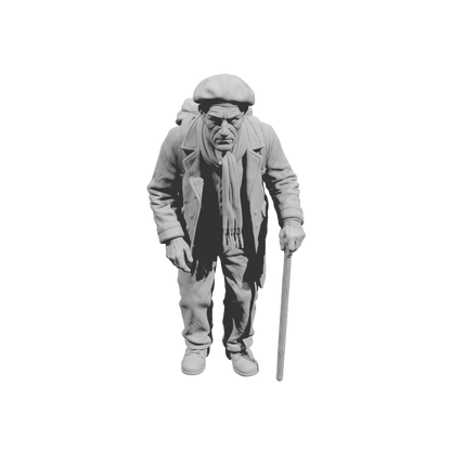 MM2265 WW2 France 1940s Refugees-12 Man with Pack and Cane