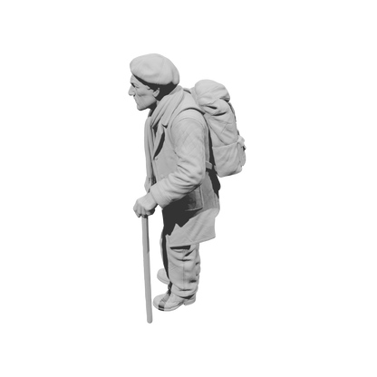 MM2265 WW2 France 1940s Refugees-12 Man with Pack and Cane