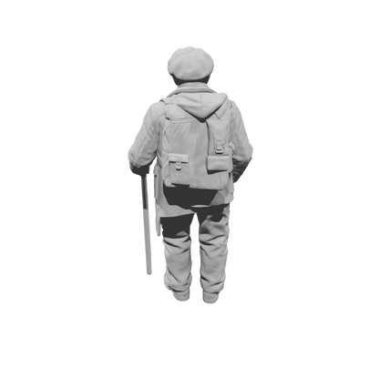 MM2265 WW2 France 1940s Refugees-12 Man with Pack and Cane