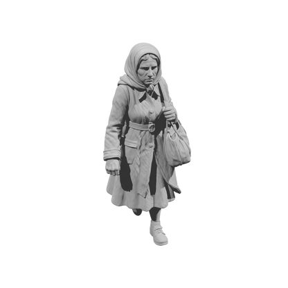 MM2255 WW2 France 1940s Refugees-2 Walking Woman with Handbag