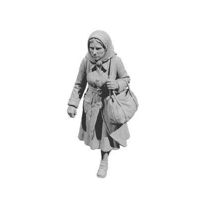 MM2255 WW2 France 1940s Refugees-2 Walking Woman with Handbag