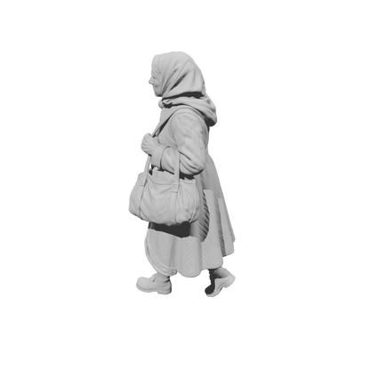 MM2255 WW2 France 1940s Refugees-2 Walking Woman with Handbag