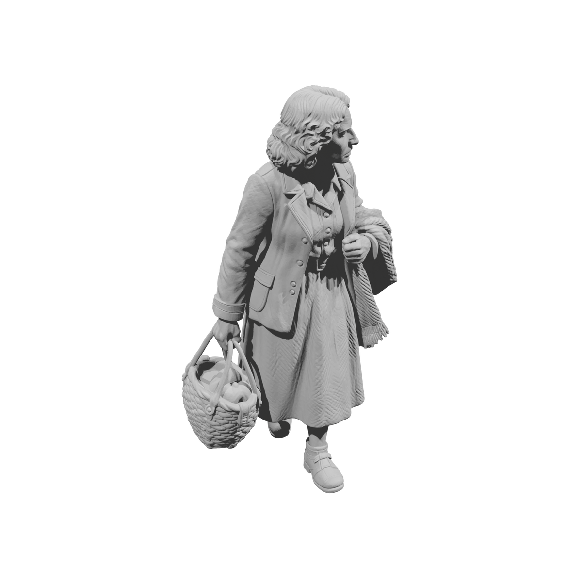 MM2256 WW2 France 1940s Refugees-3 Woman with Basket and Shawl