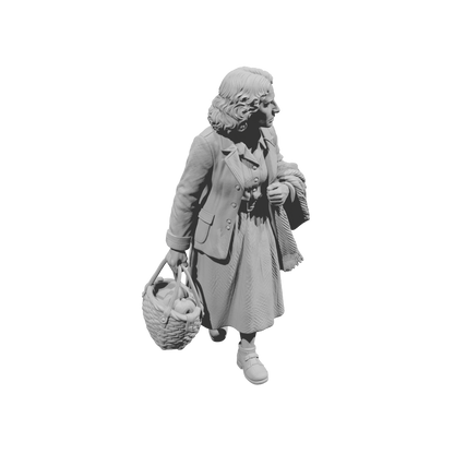 MM2256 WW2 France 1940s Refugees-3 Woman with Basket and Shawl