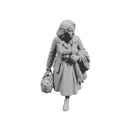 MM2256 WW2 France 1940s Refugees-3 Woman with Basket and Shawl