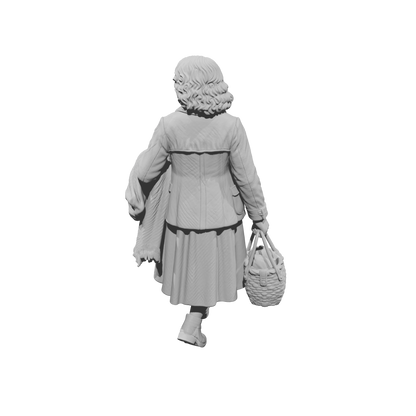 MM2256 WW2 France 1940s Refugees-3 Woman with Basket and Shawl