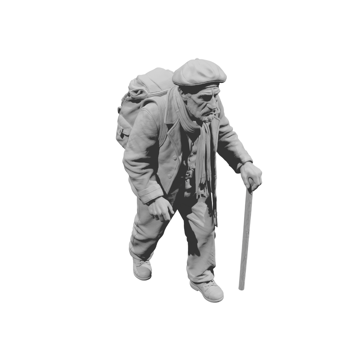 MM2257 WW2 France 1940s Refugees-4 Elderly Man with Cane