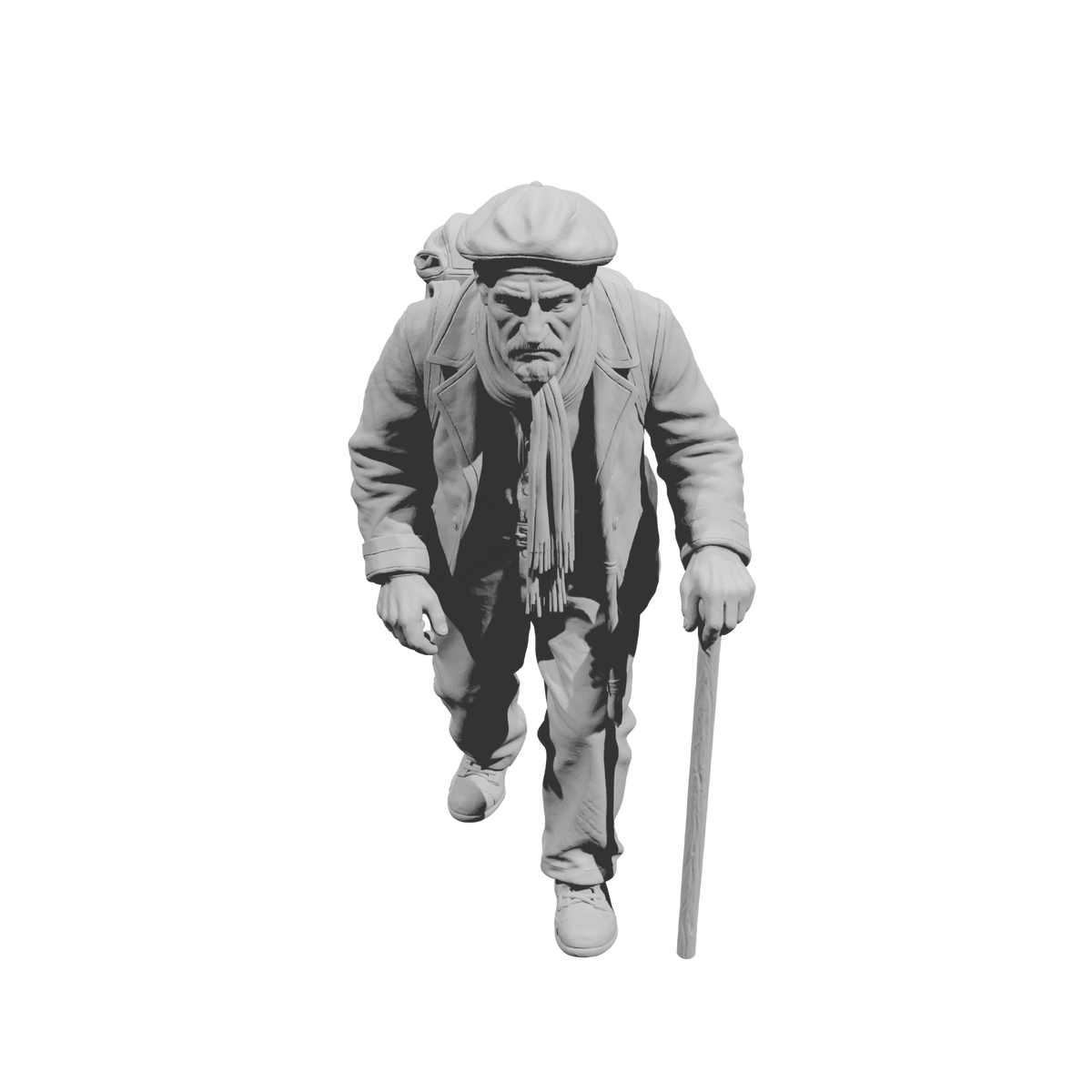 MM2257 WW2 France 1940s Refugees-4 Elderly Man with Cane