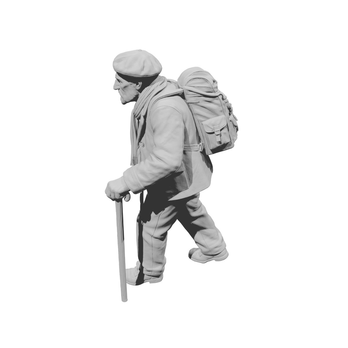 MM2257 WW2 France 1940s Refugees-4 Elderly Man with Cane