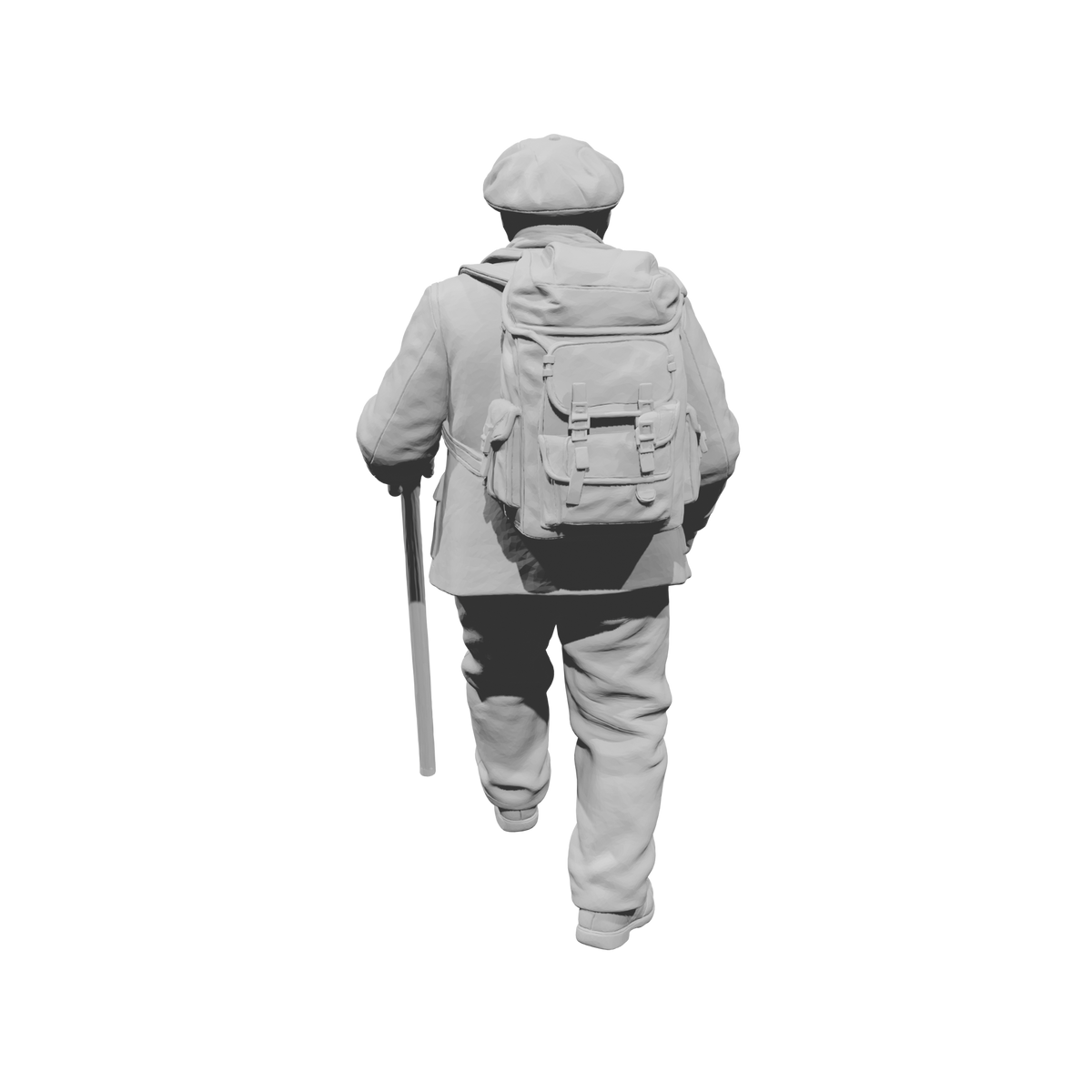 MM2257 WW2 France 1940s Refugees-4 Elderly Man with Cane