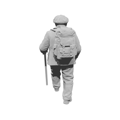 MM2257 WW2 France 1940s Refugees-4 Elderly Man with Cane