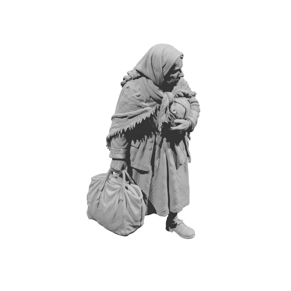 MM2258 WW2 France 1940s Refugees-5 Elderly Woman with Shawl