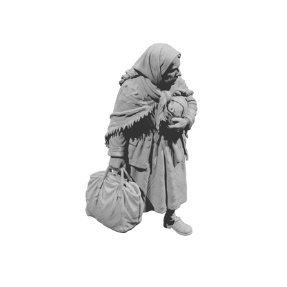 MM2258 WW2 France 1940s Refugees-5 Elderly Woman with Shawl